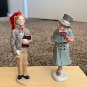 Vintage 1991 Hallmark Christmas Carol Ornaments Lot Ebenezer Scrooge Bob Crachit